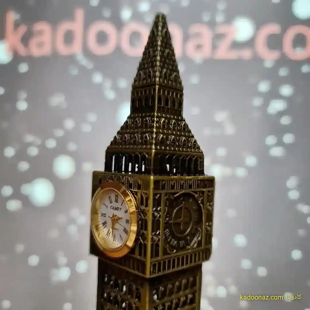 ماکت فلزی برج ساعت بیگ بن Big Ben لندن – رنگ طلائی مات سایز ۱۹ سانت — تصویر ۴