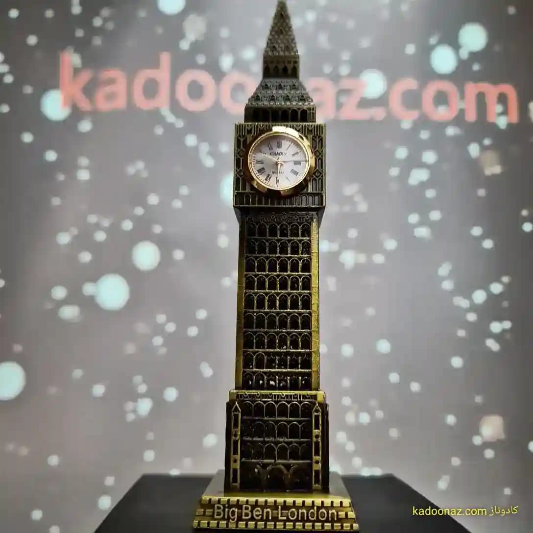 ماکت فلزی برج ساعت بیگ بن Big Ben لندن – رنگ طلائی مات سایز ۱۹ سانت — تصویر ۶