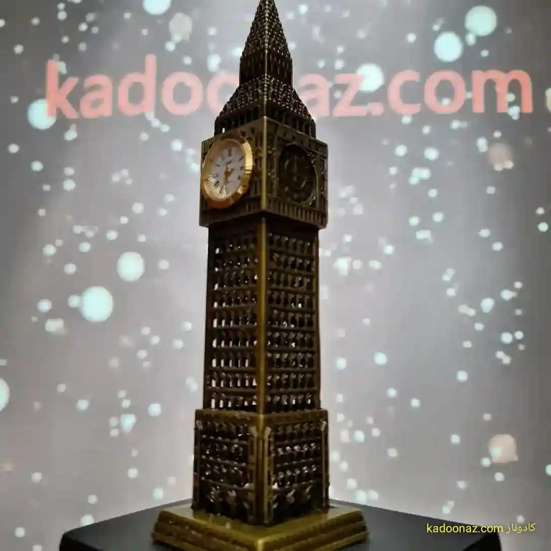 ماکت فلزی برج ساعت بیگ بن Big Ben لندن – رنگ طلائی مات سایز ۱۹ سانت — تصویر ۲