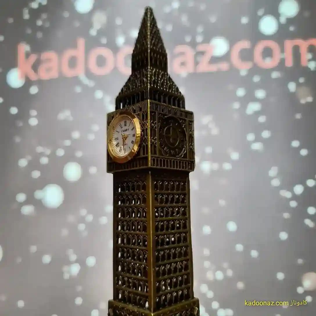 ماکت فلزی برج ساعت بیگ بن Big Ben لندن – رنگ طلائی مات سایز ۱۹ سانت — تصویر ۳