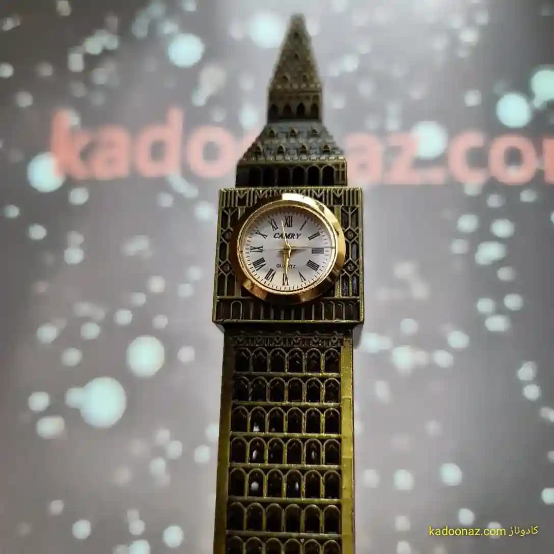 ماکت فلزی برج ساعت بیگ بن Big Ben لندن – رنگ طلائی مات سایز ۱۹ سانت — تصویر ۵