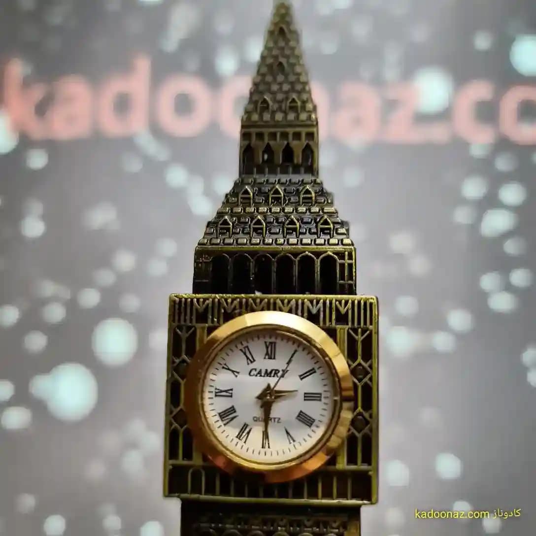 ماکت فلزی برج ساعت بیگ بن Big Ben لندن – رنگ طلائی مات سایز ۱۹ سانت — تصویر ۸