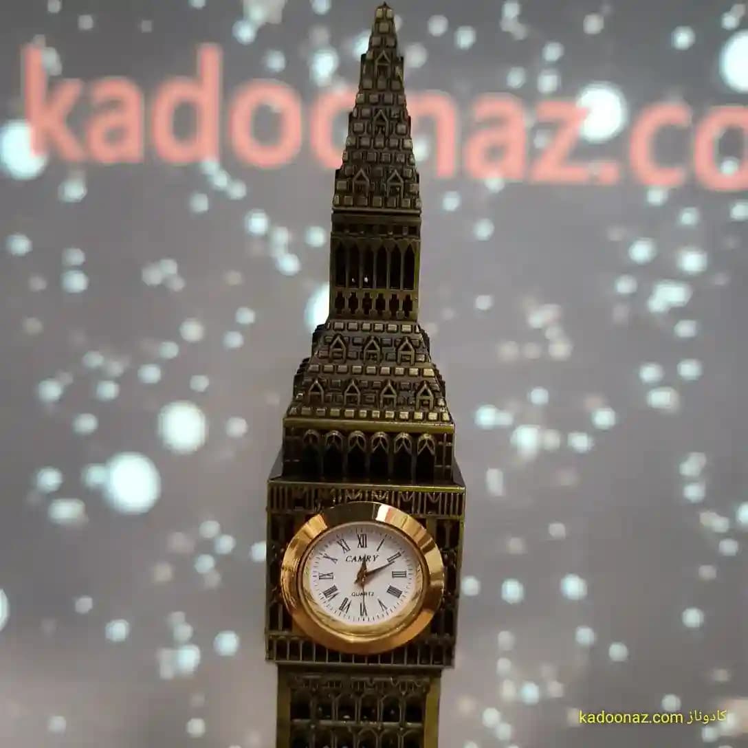 ماکت فلزی برج ساعت بیگ بن Big Ben لندن – رنگ طلائی مات سایز ۲۵ سانت — تصویر ۴