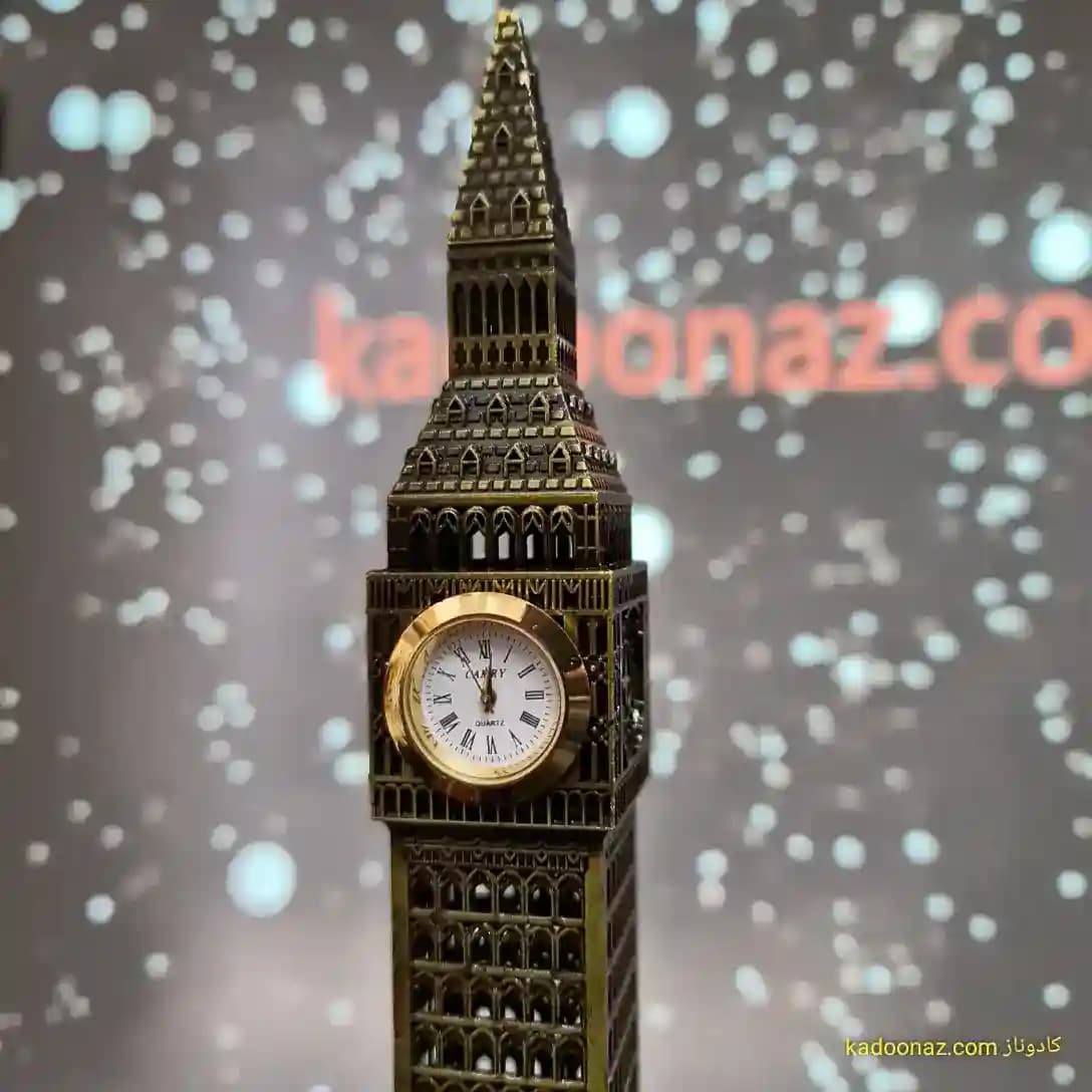 ماکت فلزی برج ساعت بیگ بن Big Ben لندن – رنگ طلائی مات سایز ۲۵ سانت — تصویر ۷