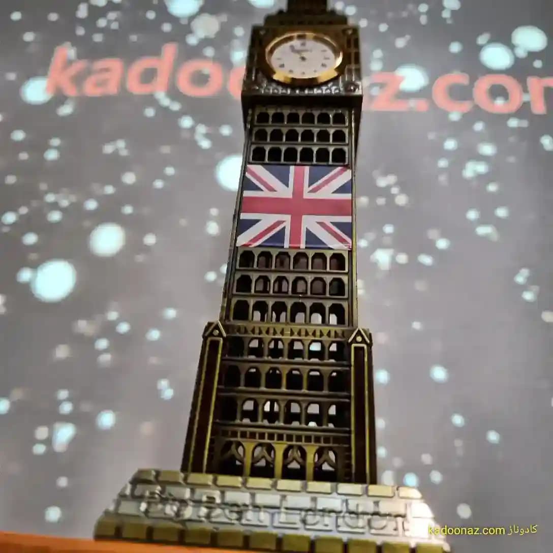 ماکت فلزی برج ساعت بیگ بن Big Ben لندن – رنگ طلائی مات سایز ۳۰ سانت — تصویر ۴