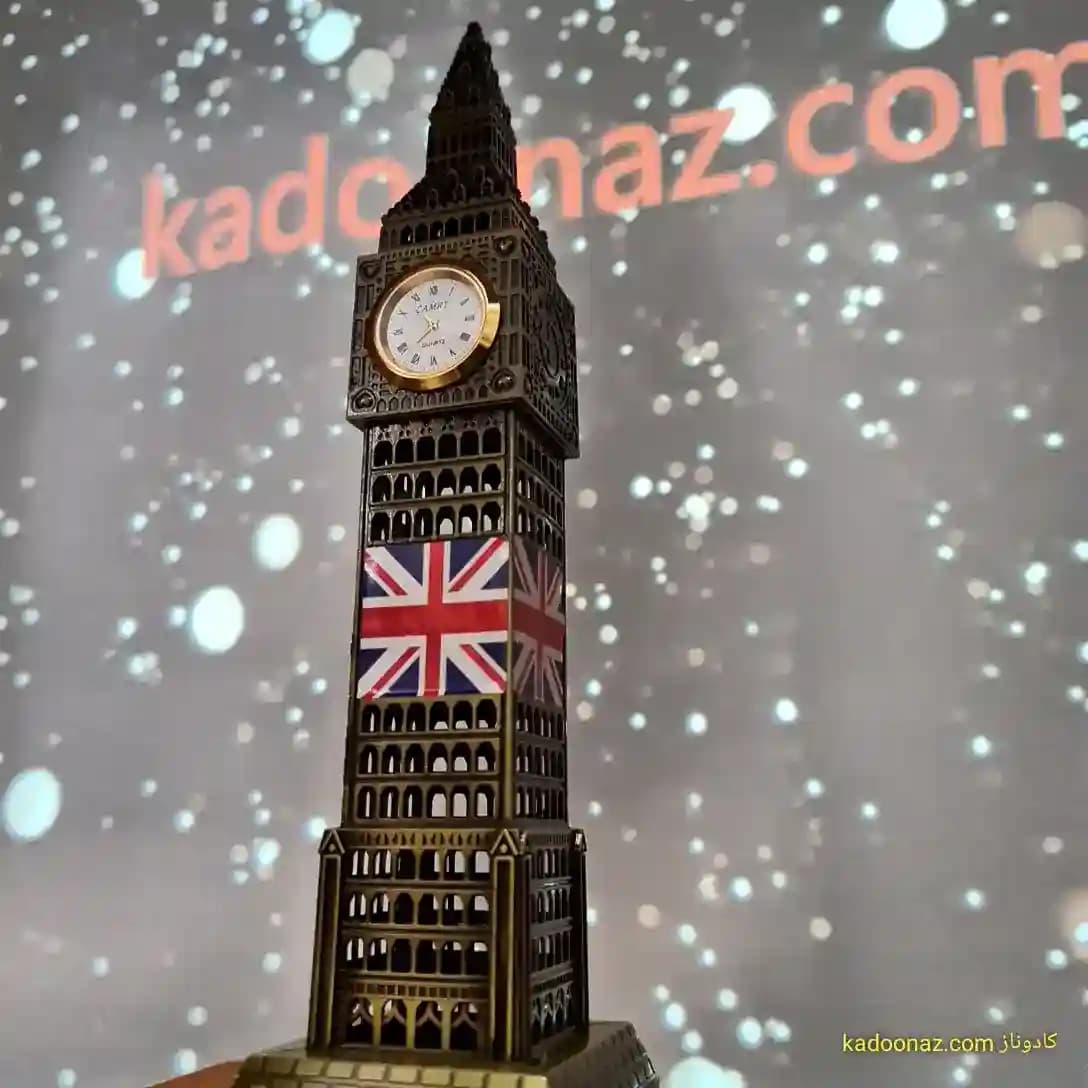 ماکت فلزی برج ساعت بیگ بن Big Ben لندن – رنگ طلائی مات سایز ۳۰ سانت — تصویر ۵