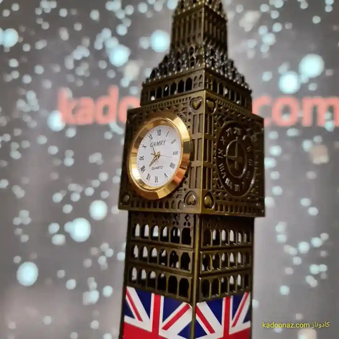 ماکت فلزی برج ساعت بیگ بن Big Ben لندن – رنگ طلائی مات سایز ۳۰ سانت — تصویر ۸