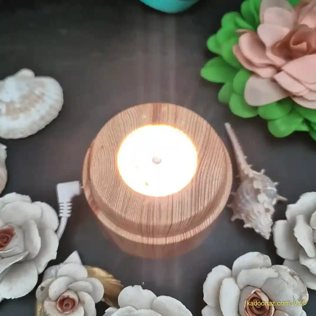 چراغ شب خواب و گوی کریستال سه بعدی بزرگ چرخان با قطر ۸ سانت با طرح دولفین و ماه — تصویر ۸