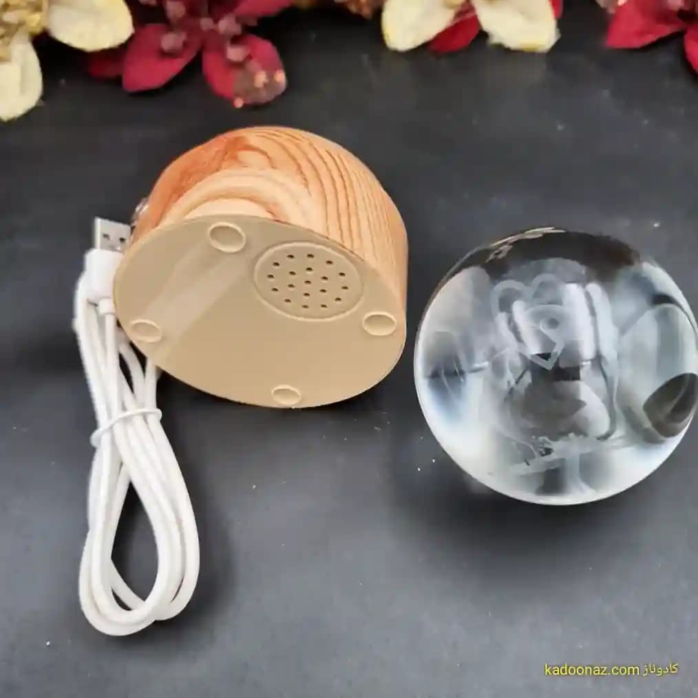 چراغ شب خواب و گوی کریستال سه بعدی بزرگ چرخان با قطر ۸ سانت با طرح دولفین ها — تصویر ۸