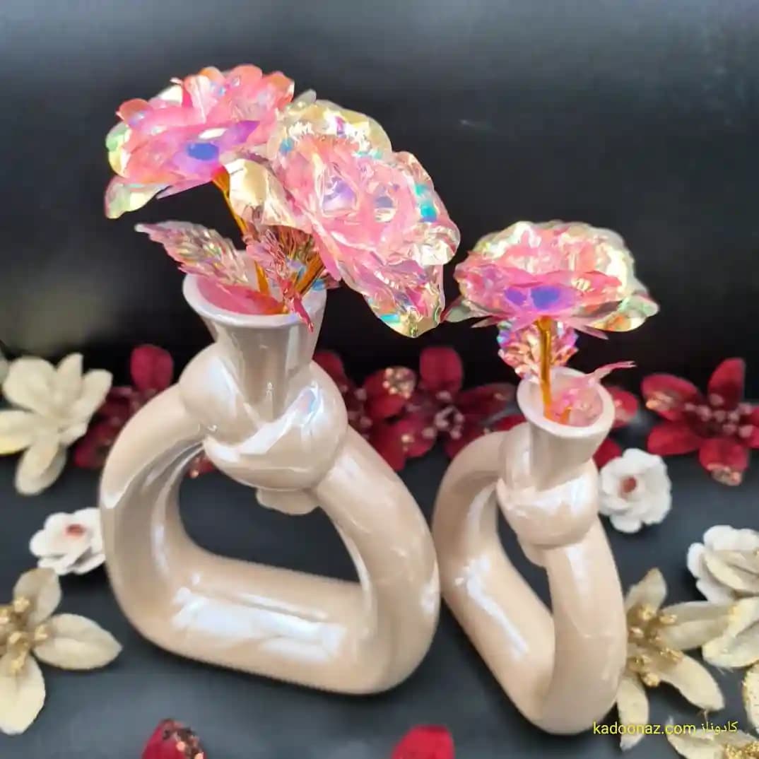 گلدان دکوری سرامیکی دوتائی طرح پاپیون — تصویر ۹
