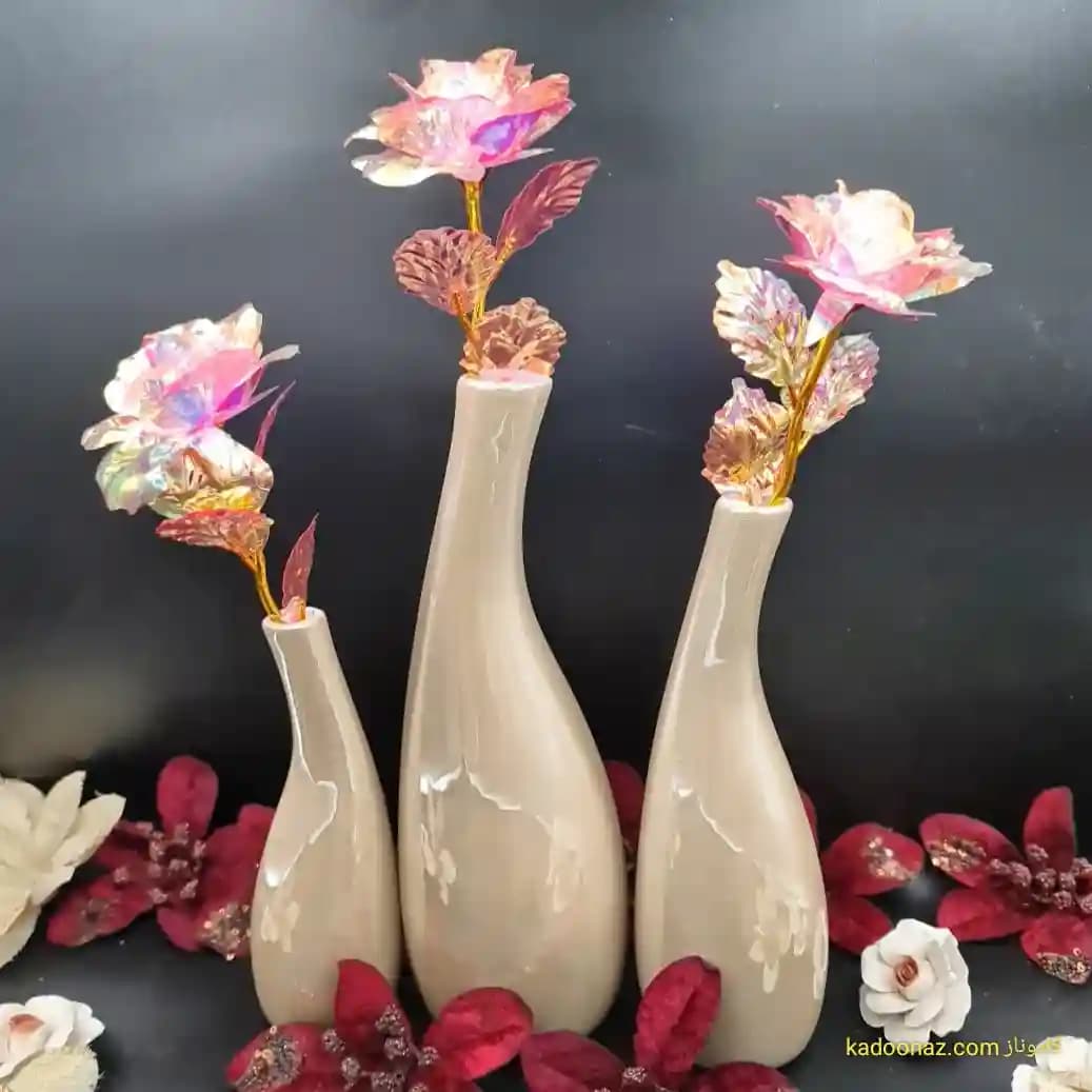 گلدان دکوری سرامیکی سه تائی