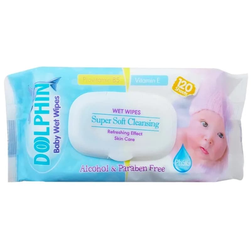 دستمال مرطوب کودک 120 عددی دلفین Dolfin