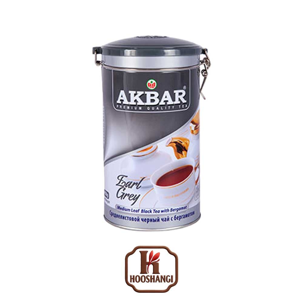 چای ارل‌گری مخصوص اکبر قوطی 450 گرمی