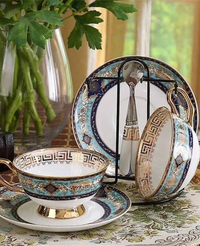 ست چایخوری جفتی فیروزه ای وارداتی — تصویر ۴