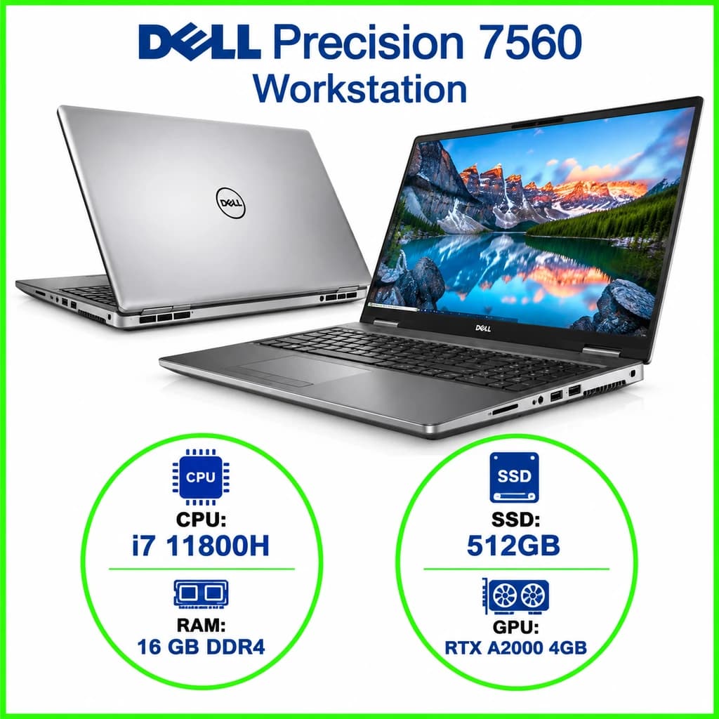 لپ‌تاپ استوک ورک‌استیشن دل Dell Precision 7560 | Core i7 | گرافیک 4GB NVIDIA RTX A2000 | مخصوص مهندسی — تصویر ۴