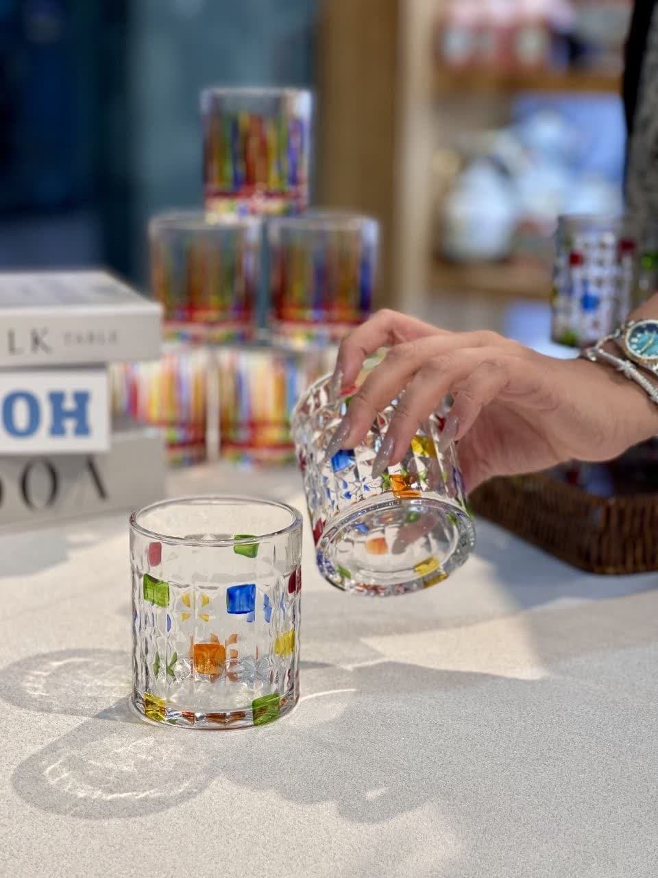 نیم لیوان رنگی دستساز LANG XU GLASS