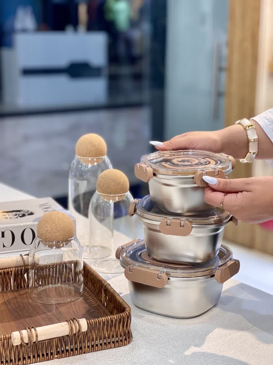 ظرف نگهدارنده استیل سه تایی FRESH BOX