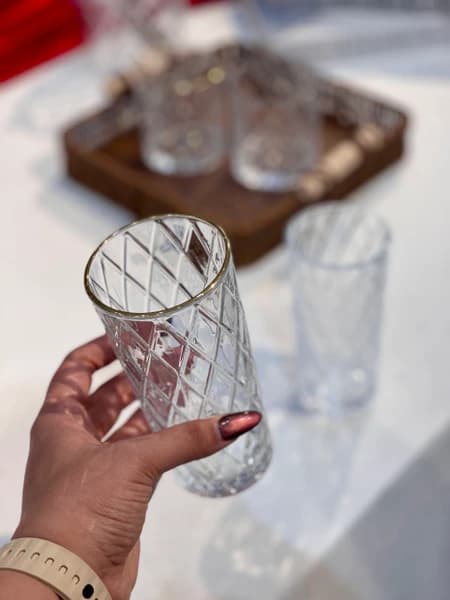 لیوان و نیم لیوان لب طلای طرح لوزی دلی گلس DELI GLASS — تصویر ۵