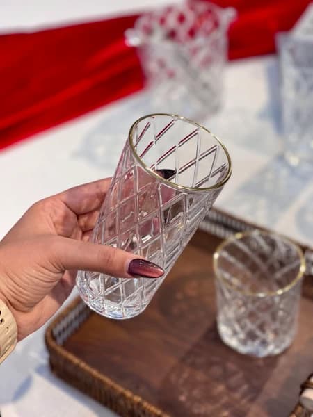 لیوان و نیم لیوان لب طلای طرح لوزی دلی گلس DELI GLASS — تصویر ۴