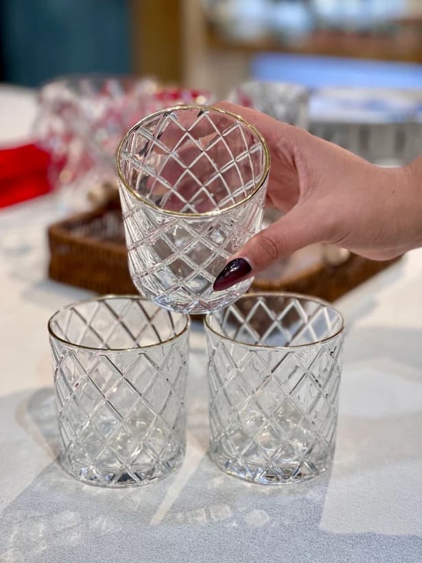لیوان و نیم لیوان لب طلای طرح لوزی دلی گلس DELI GLASS — تصویر ۸