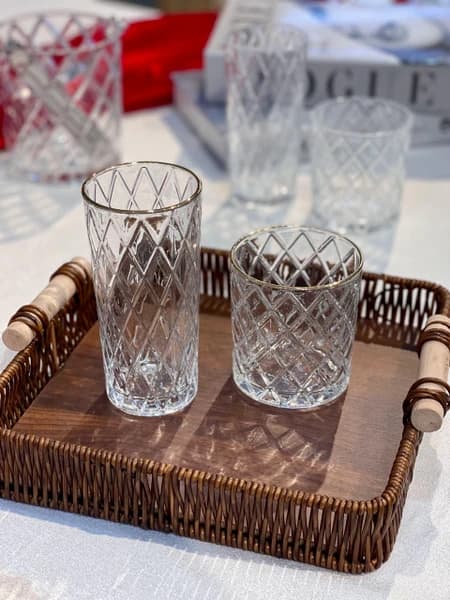 لیوان و نیم لیوان لب طلای طرح لوزی دلی گلس DELI GLASS