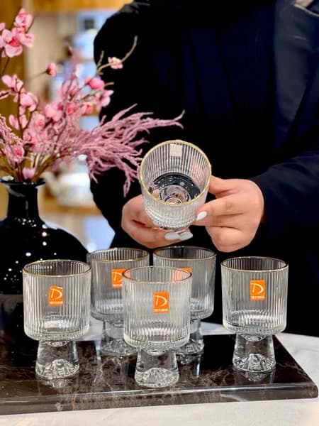 دسرخوری شیاردار پایه کوه یخ لب طلا دلی گلس DELI GLASS — تصویر ۴