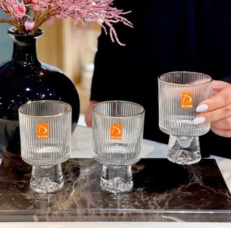 دسرخوری شیاردار پایه کوه یخ لب طلا دلی گلس DELI GLASS