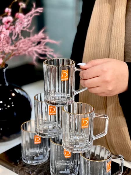 ماگ دسته دار لب طلایی مولین دلی گلس DELI GLASS
