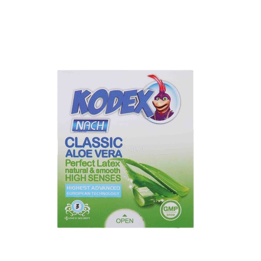 کاندوم کلاسیک آلوئه ورا کدکس بسته 3 عددی | Kodex Classic Aloe Vera Condom 3 pcs