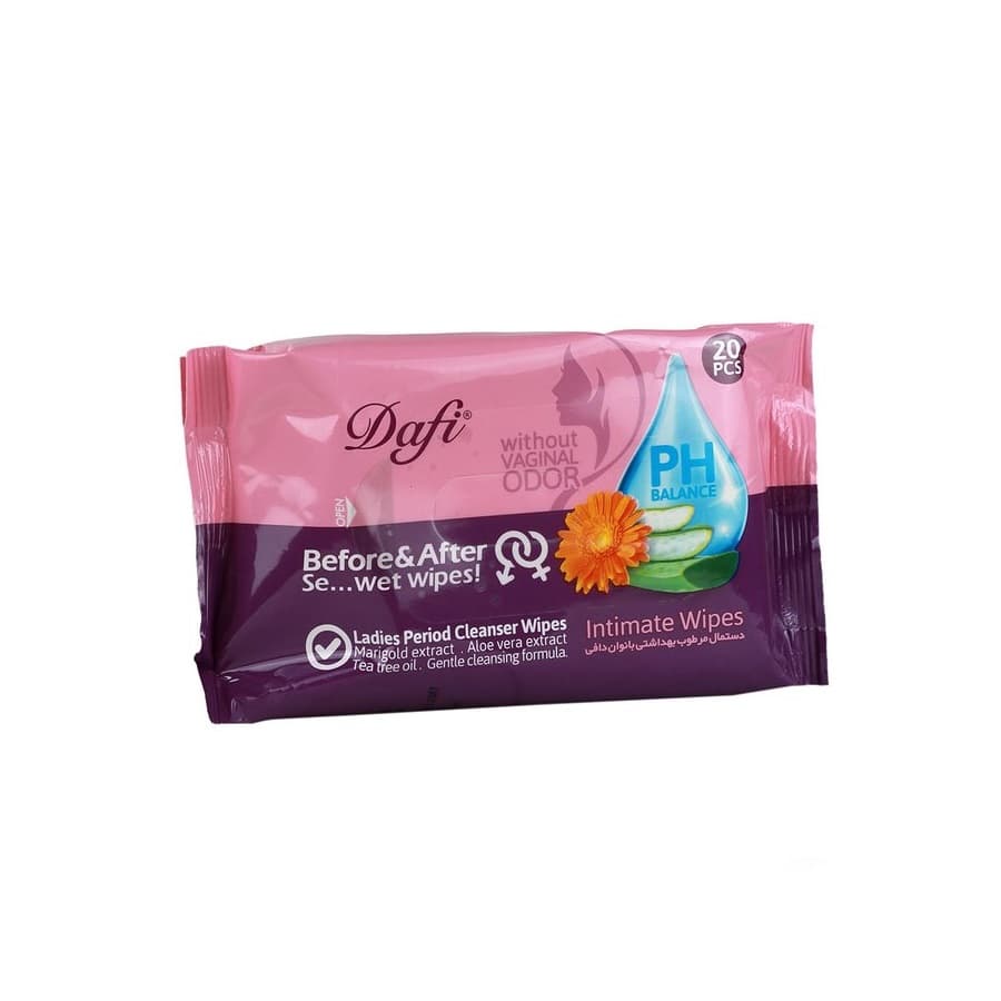 دستمال مرطوب بهداشتی بانوان دافی بسته 20 عددی | Dafi Ladies Period Cleanser Wipes 20 pcs