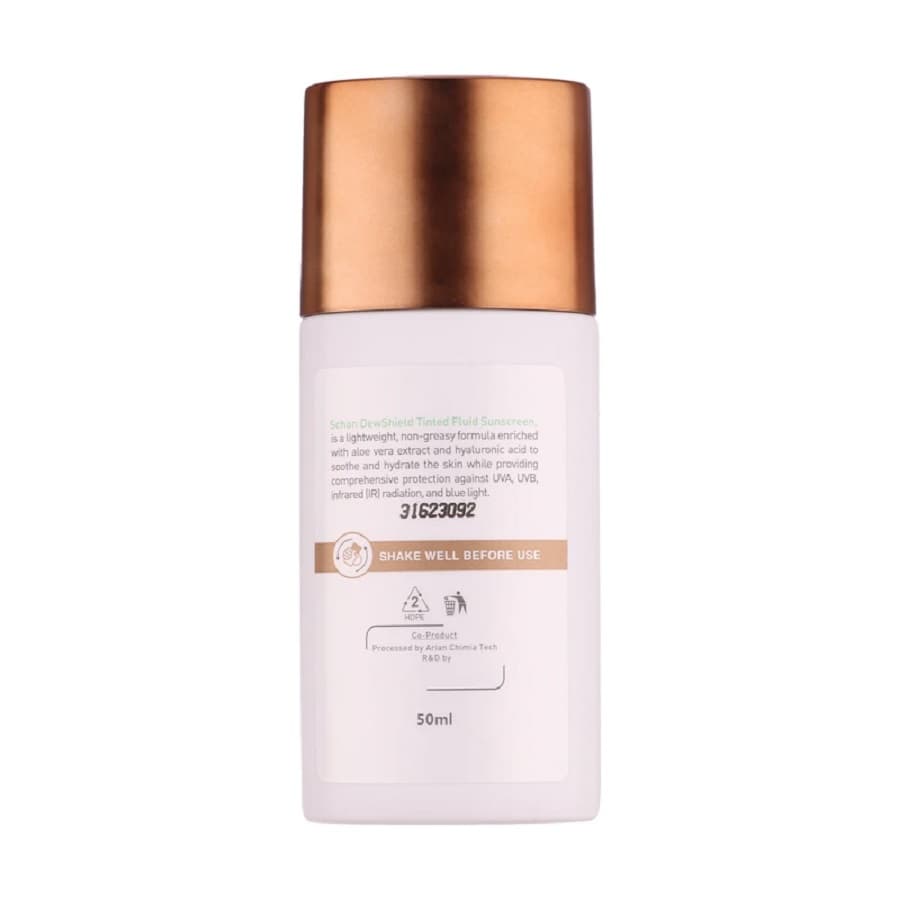 ضد آفتاب رنگی فلوئیدی شون دیووشیلد با SPF50 حجم 50 میل | Schon DewShield Tinted Fluid SPF50 Sunscreen 50ml — تصویر ۴