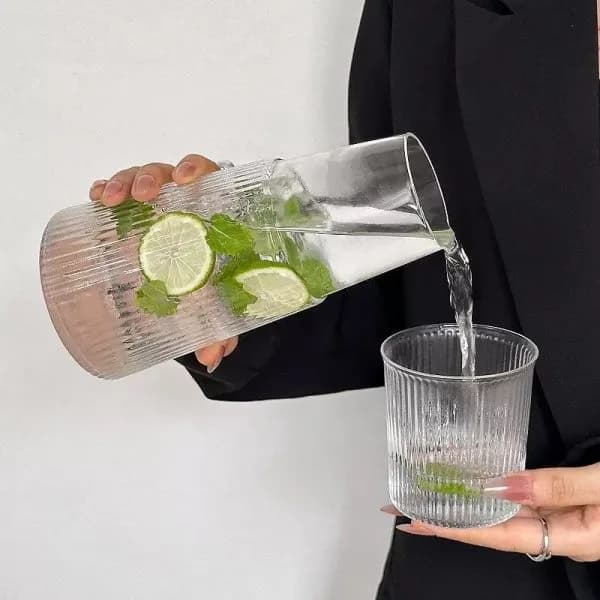 پارچ شب پیرکس دارای لیوان شیاردار وارداتی — تصویر ۴