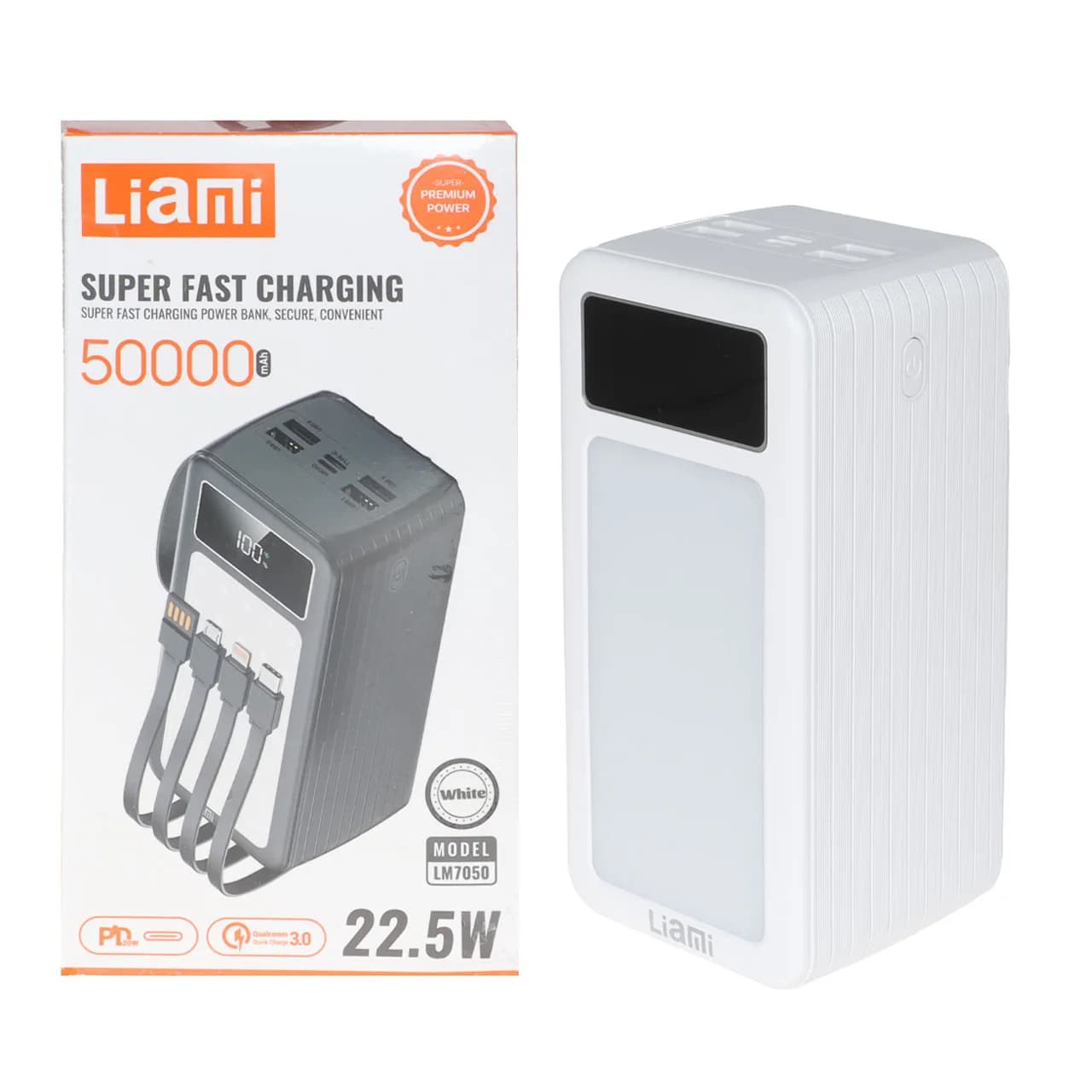 پاوربانک PD و فست شارژ Liami 50000Ah مدل LM7050 22.5W – مشکی (گارانتی شش ماهه شرکتی) — تصویر ۴