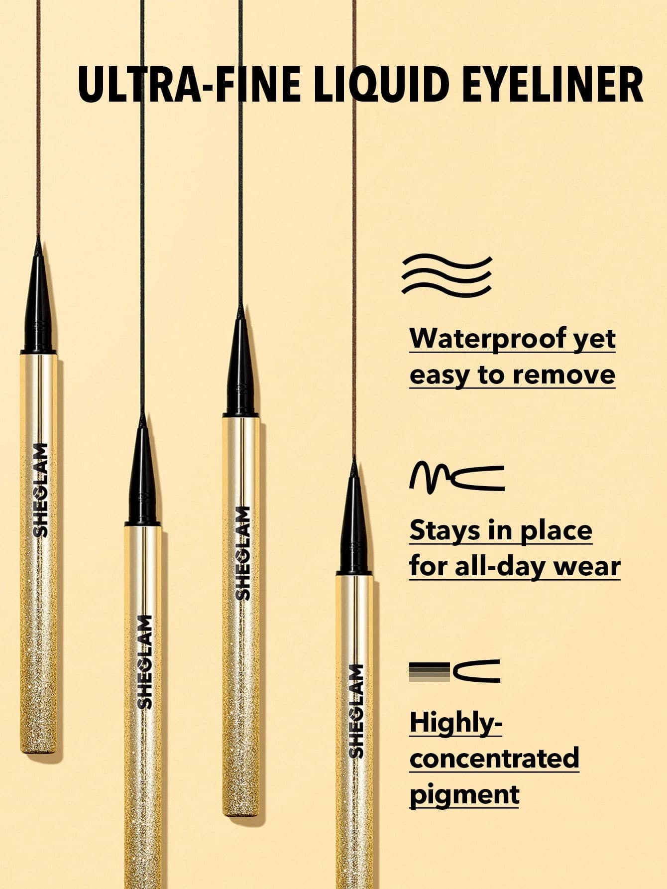 خط چشم ماژیکی ضدآب شیگلم مشکی | Sheglam Line And Define Waterproof Liquid Eyeliner — تصویر ۸