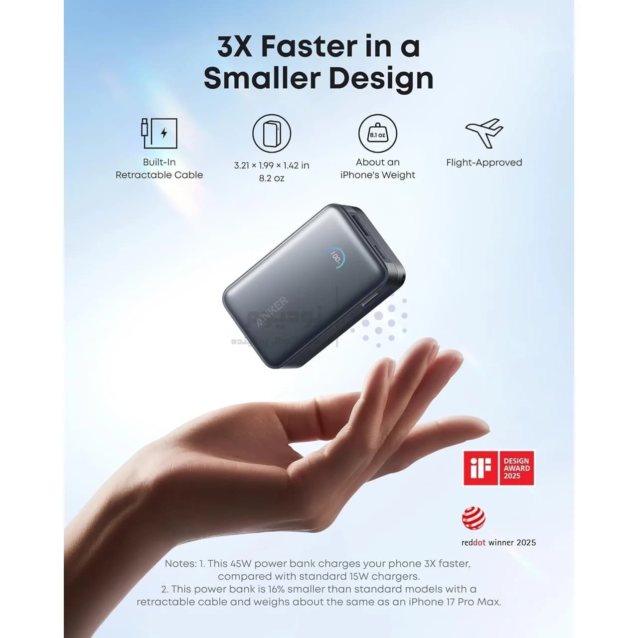 پاوربانک PD و فست شارژ Anker 45W 10000mAh مدل Nano A1638H11 – مشکی (گارانتی یکساله شرکتی) — تصویر ۶