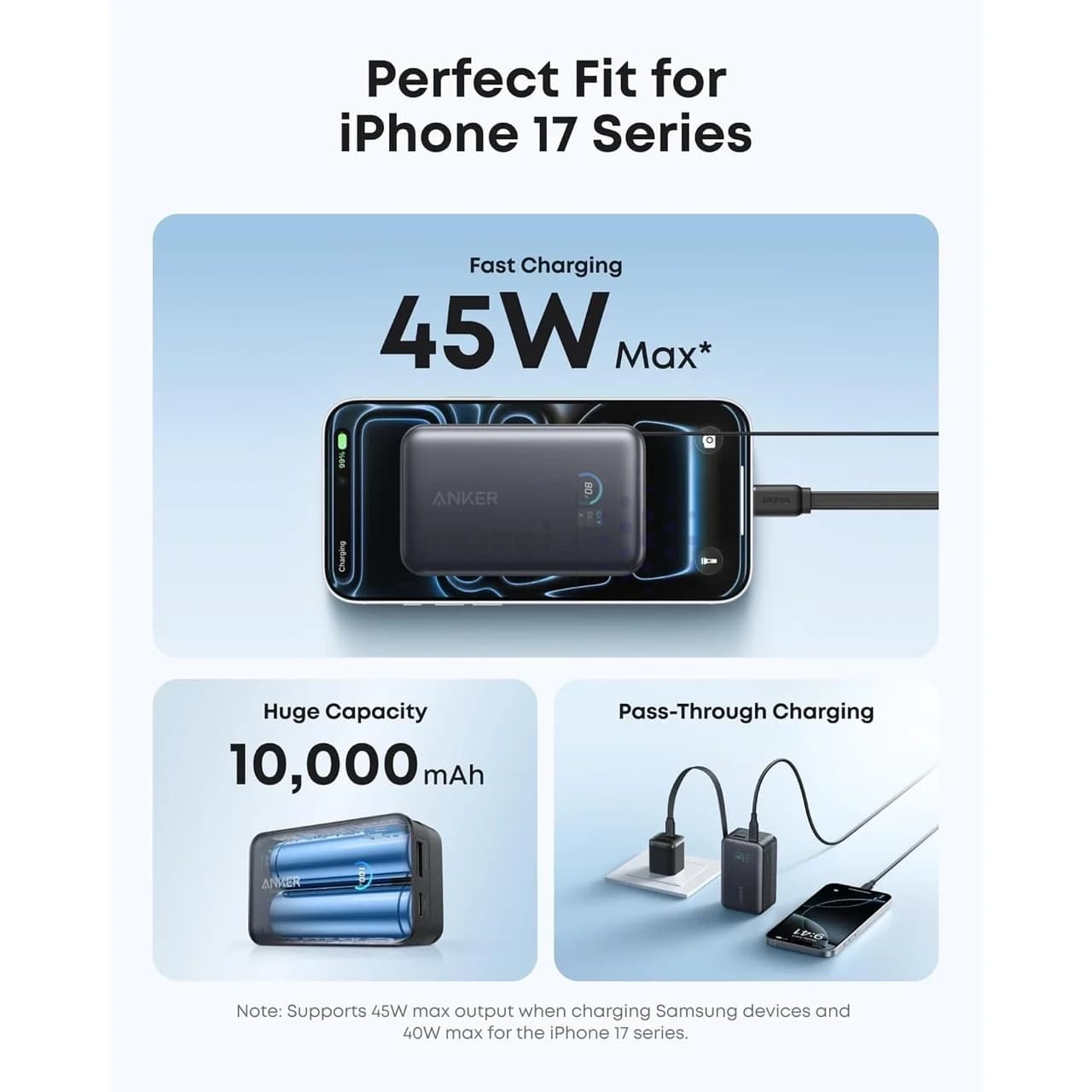 پاوربانک PD و فست شارژ Anker 45W 10000mAh مدل Nano A1638H11 – مشکی (گارانتی یکساله شرکتی) — تصویر ۷