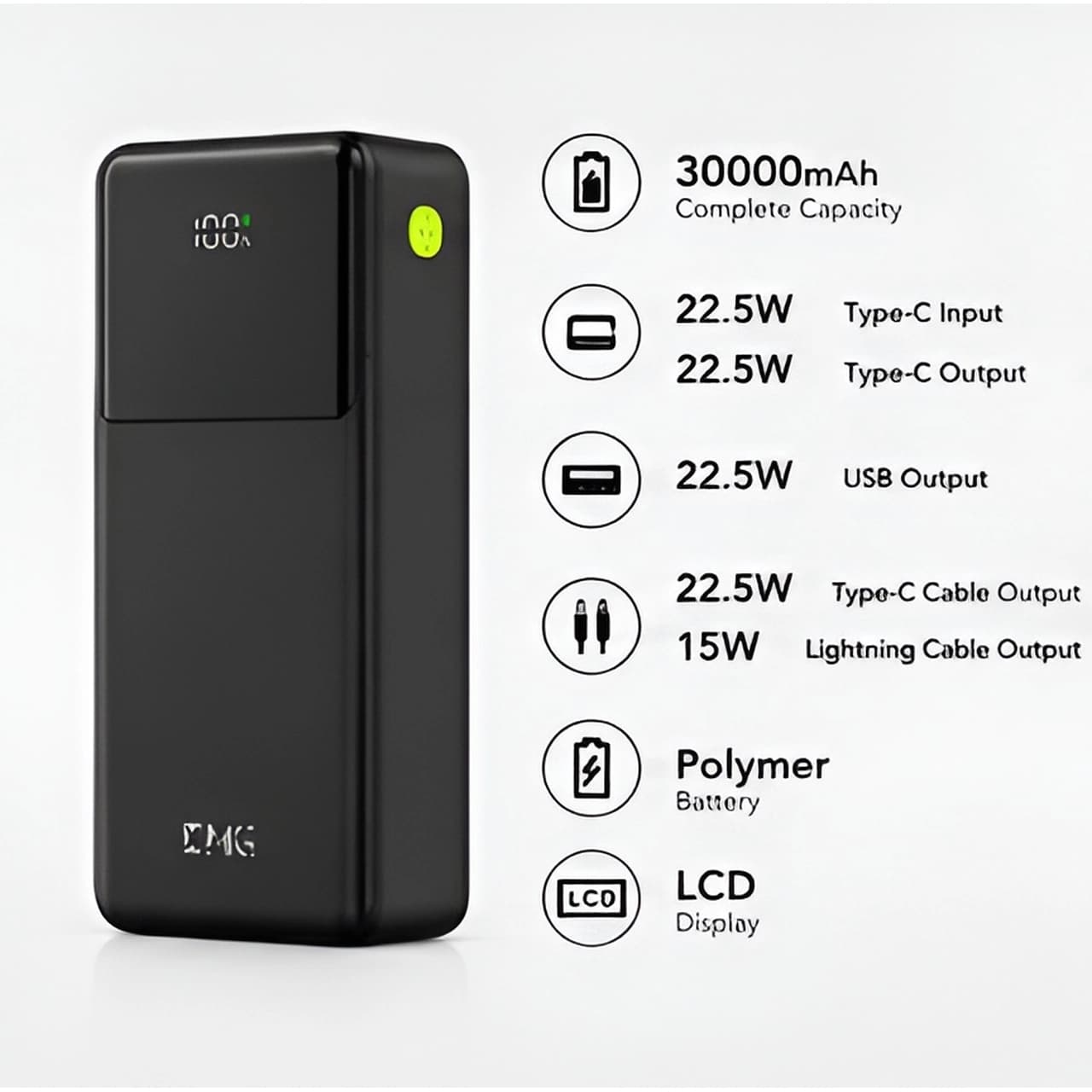 پاوربانک PD و فست شارژ KPG 30000mAh مدل PD-39 22.5W – مشکی – kZN (گارانتی شش ماهه Kezen) — تصویر ۹