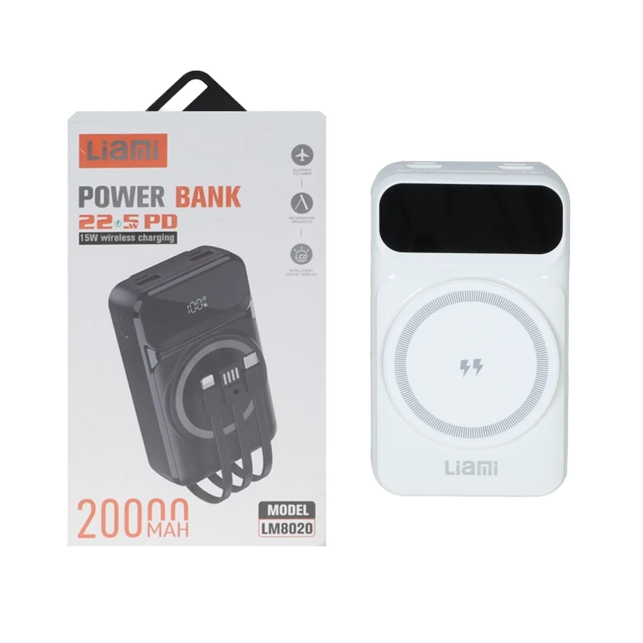 پاوربانک مگ سیف PD و فست شارژ Liami 22.5W 20000mAh مدل LM8020 – سفید (گارانتی شش ماهه شرکتی) — تصویر ۳