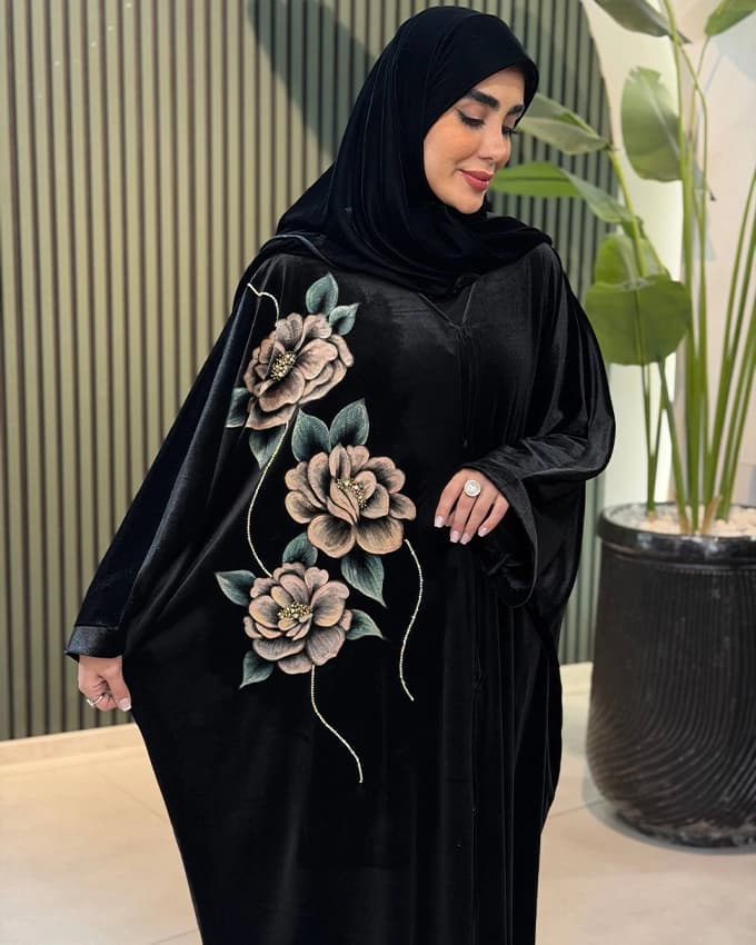 مانتو عبایی نقاشی مخمل پامچال