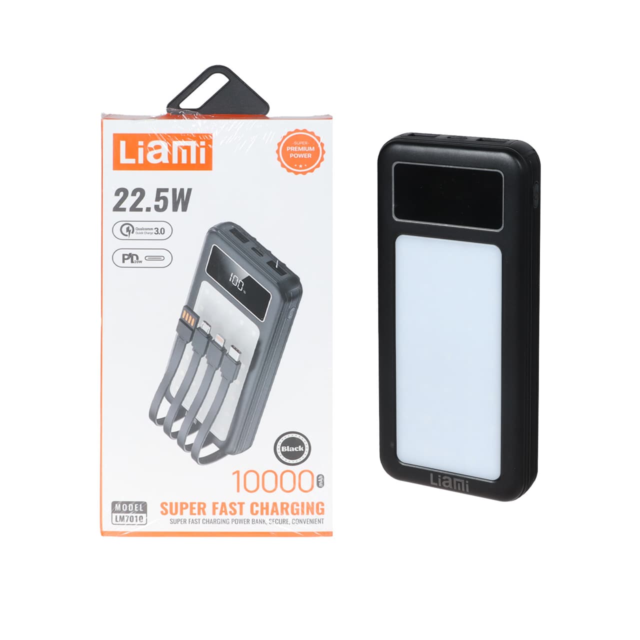 پاوربانک PD و فست شارژ Liami 10000Ah مدل LM7010 22.5W – مشکی (گارانتی شش ماهه شرکتی)