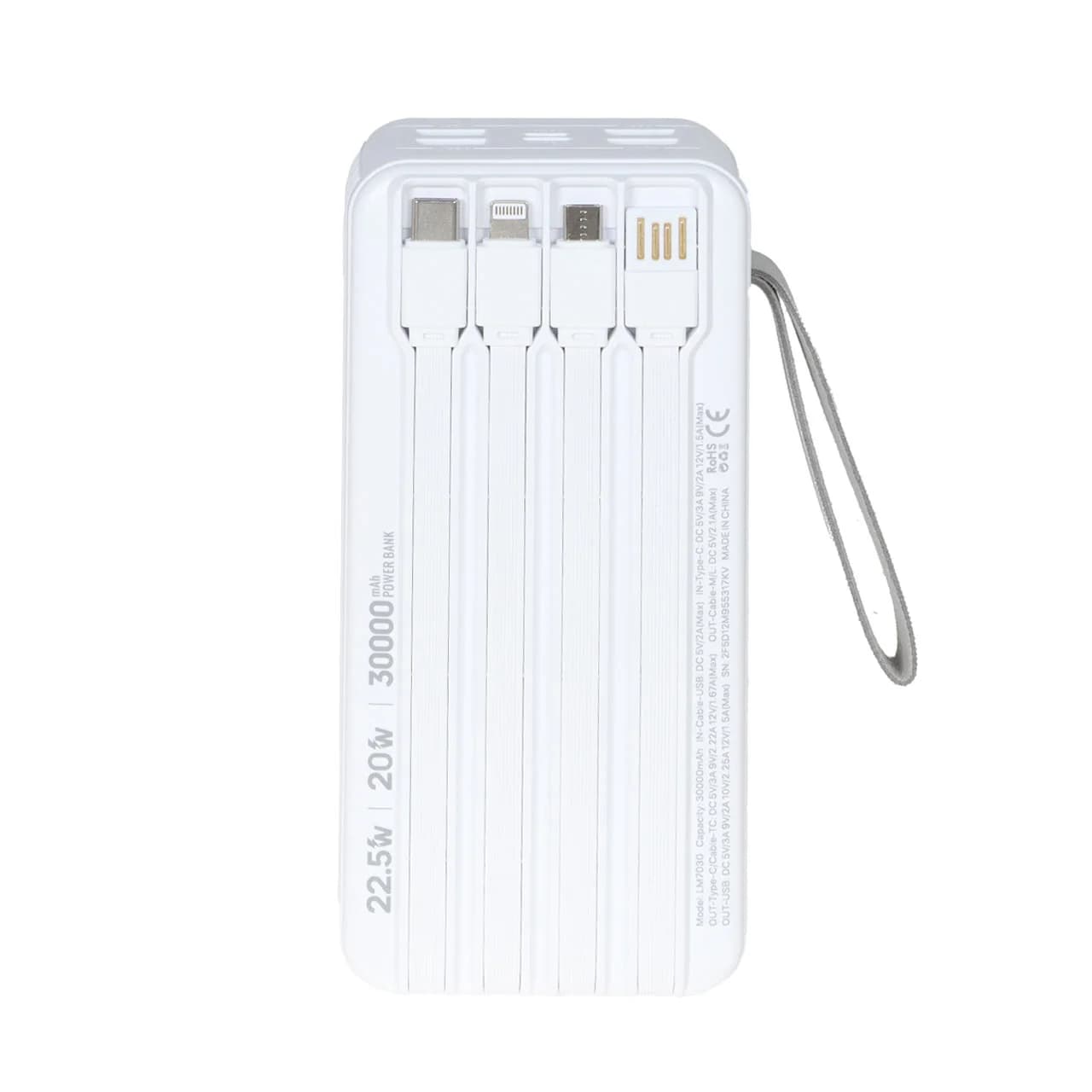 پاوربانک PD و فست شارژ Liami 30000Ah مدل LM7030 22.5W – سفید (گارانتی شش ماهه شرکتی) — تصویر ۴