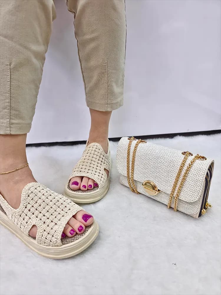 صندل طبی زنانه کنفی ضد تعریق 17690 — تصویر ۲