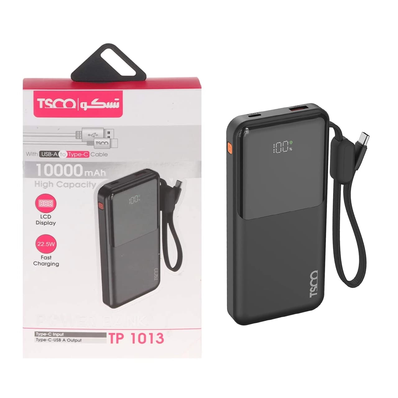 پاوربانک فست شارژ TSCO 10000mAh مدل TP 1013 22.5W – مشکی (گارانتی 12 ماهه TSCO)