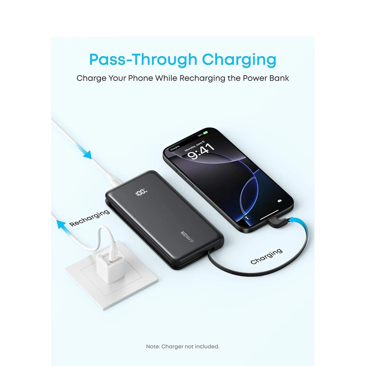 پاوربانک فست شارژ Anker 20000mAh مدل A110EP11 22.5W – مشکی (گارانتی شش ماهه ایویز) — تصویر ۵