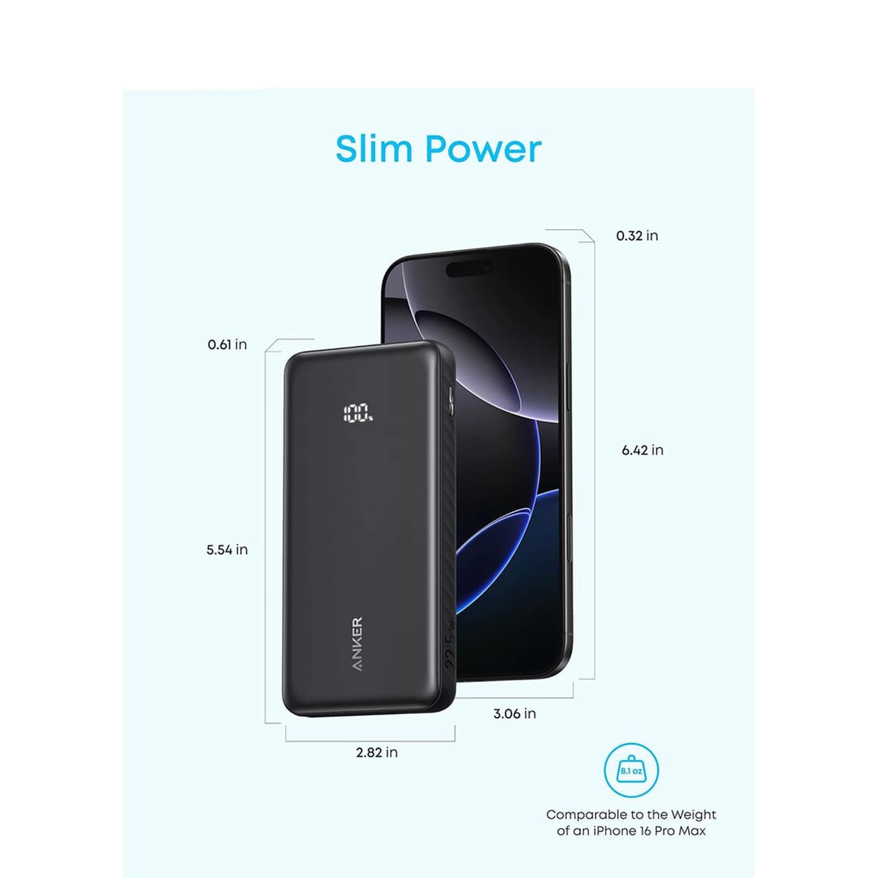 پاوربانک فست شارژ Anker 20000mAh مدل A110EP11 22.5W – مشکی (گارانتی شش ماهه ایویز) — تصویر ۴