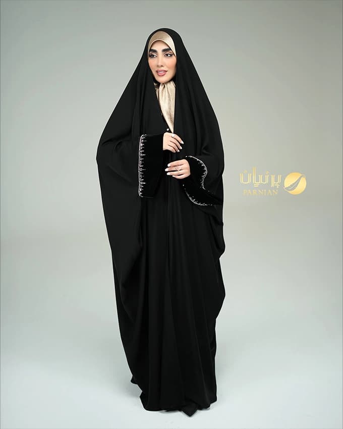 چادر عربی بولگاری اشرافی جواهردوزی گندمی دودی