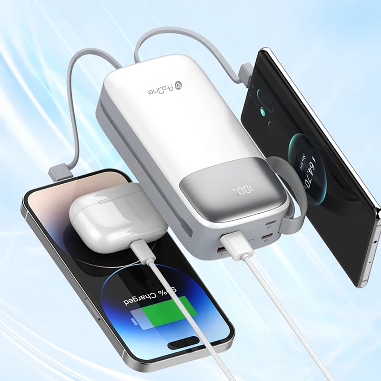 پاوربانک PD و فست شارژ ProOne 30000mAh مدل Volto 30 PPB5304 22.5W – سفید — تصویر ۱۲