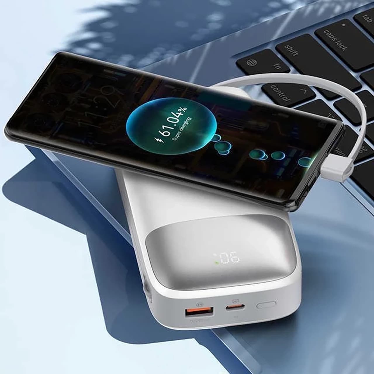 پاوربانک PD و فست شارژ ProOne 20000mAh مدل Volto 20 PPB5213 22.5W – سفید — تصویر ۸