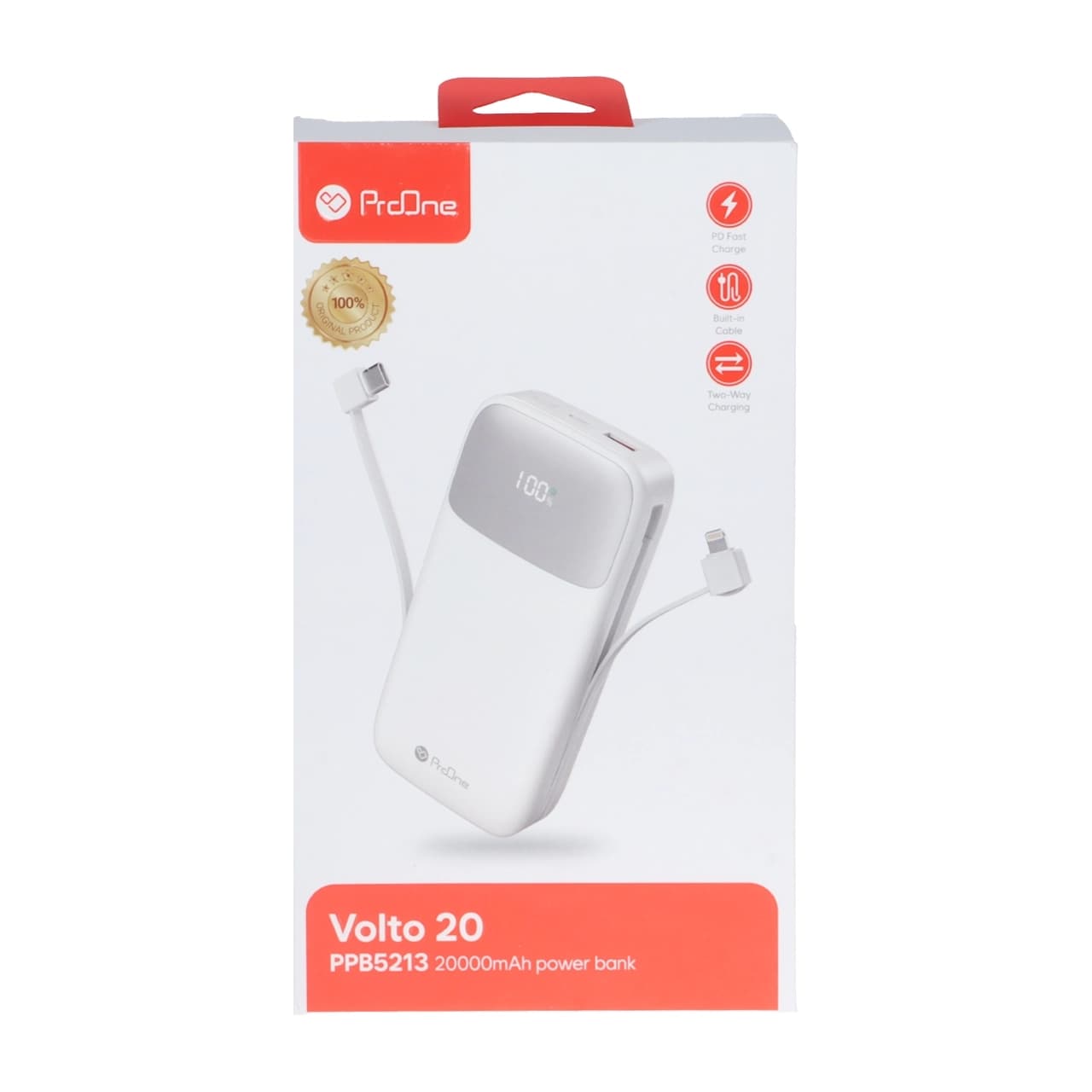 پاوربانک PD و فست شارژ ProOne 20000mAh مدل Volto 20 PPB5213 22.5W – سفید — تصویر ۷