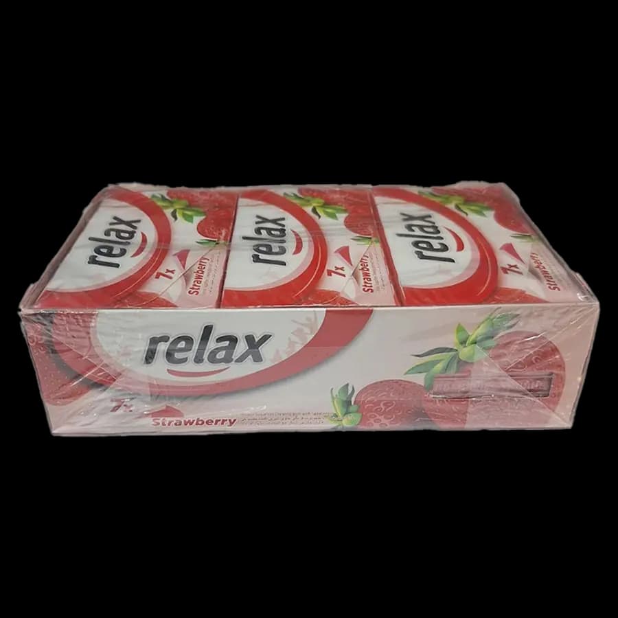 آدامس ریلکس relax مدل استیکی طعم توت فرنگی بسته 7 عددی باکس 21 تایی — تصویر ۳